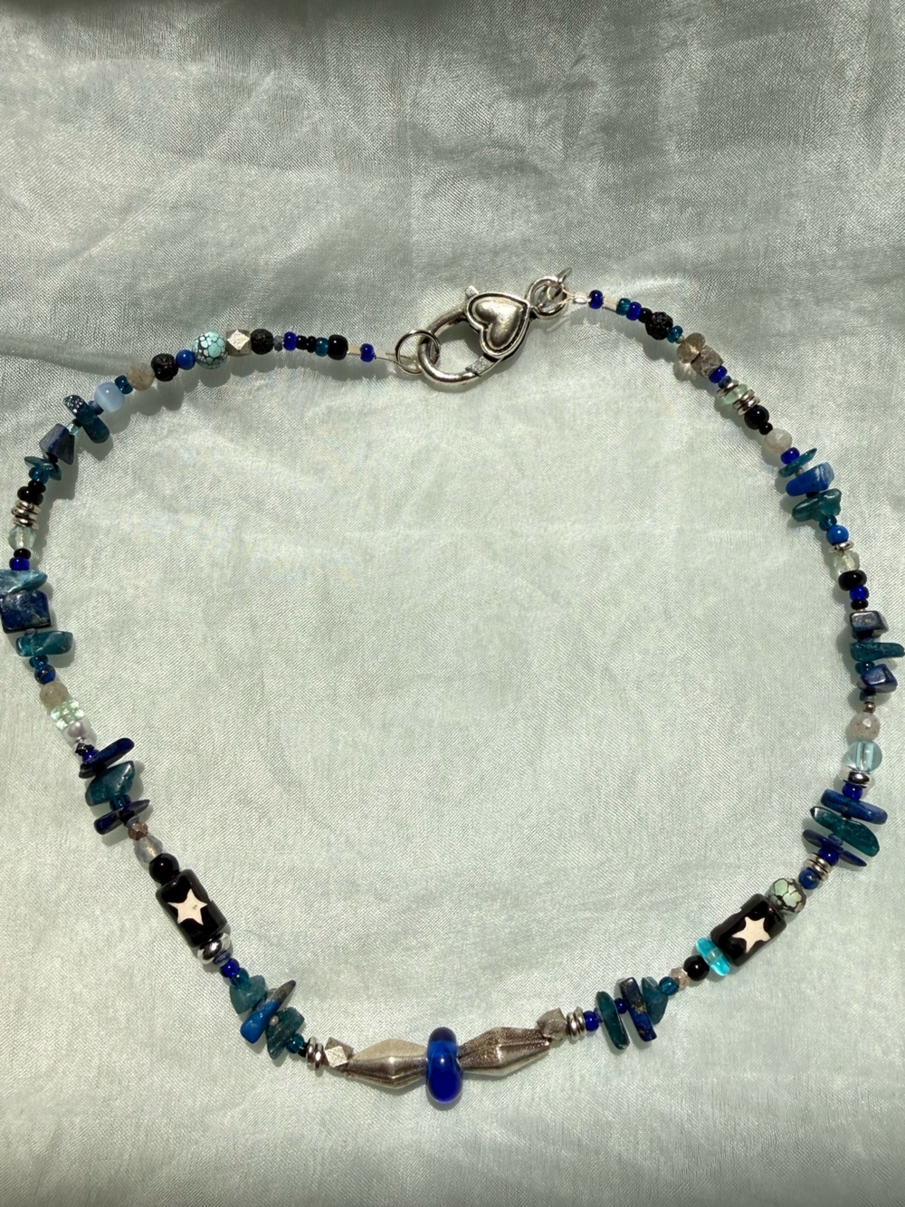 handmade beaded necklace with lapis